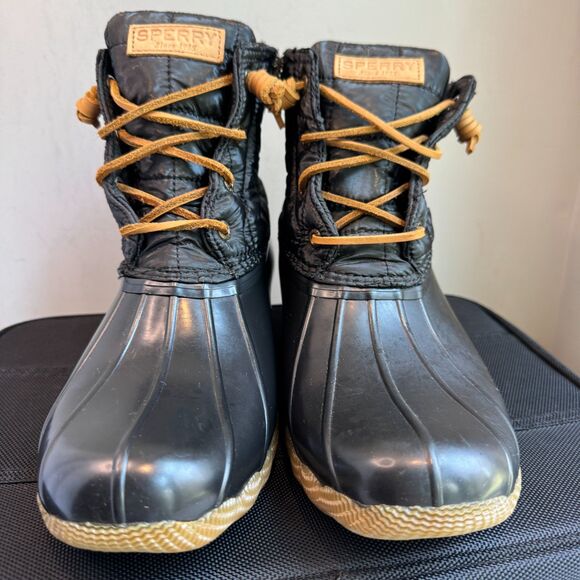 Sperry Saltwater Rain Boots Women’s Size 9 Black Quilted Duck Boot - Picture 4 of 11